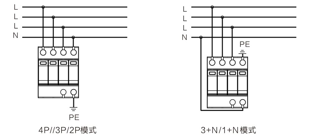 WB-C40 三級(jí)電源防雷器接線圖