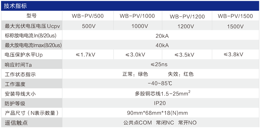 WB-PV/500型 光伏直流電源防雷器