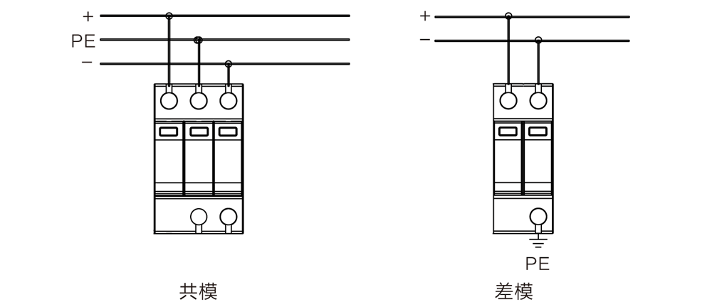 WB-PV/500型 光伏直流電源防雷器接線圖