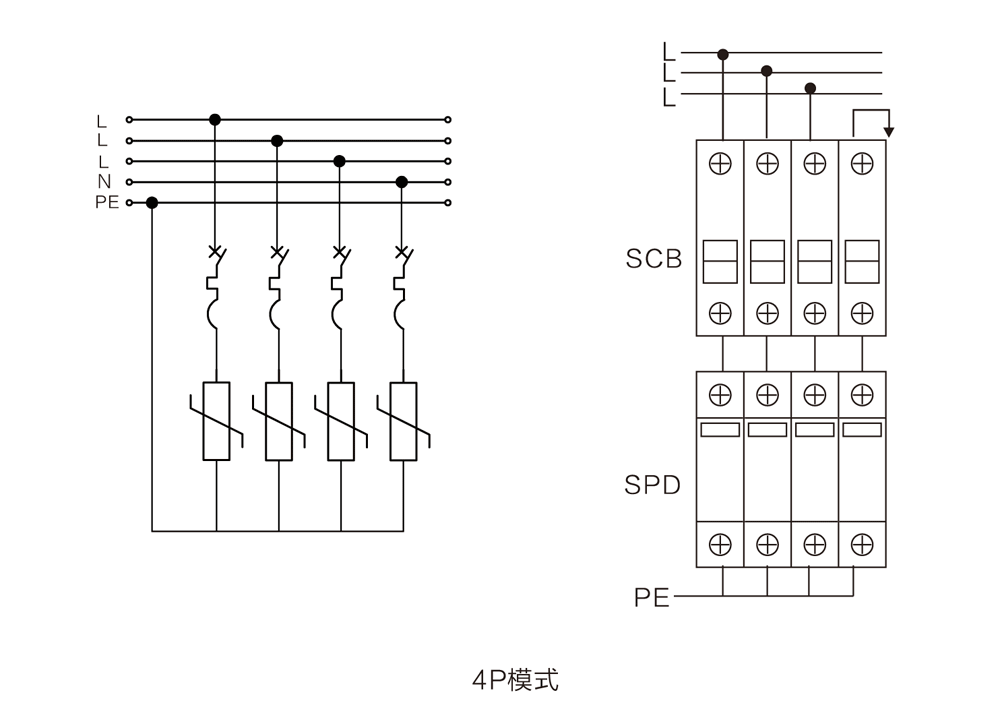 WB-SCB型 SPD后備保護(hù)器 接線圖