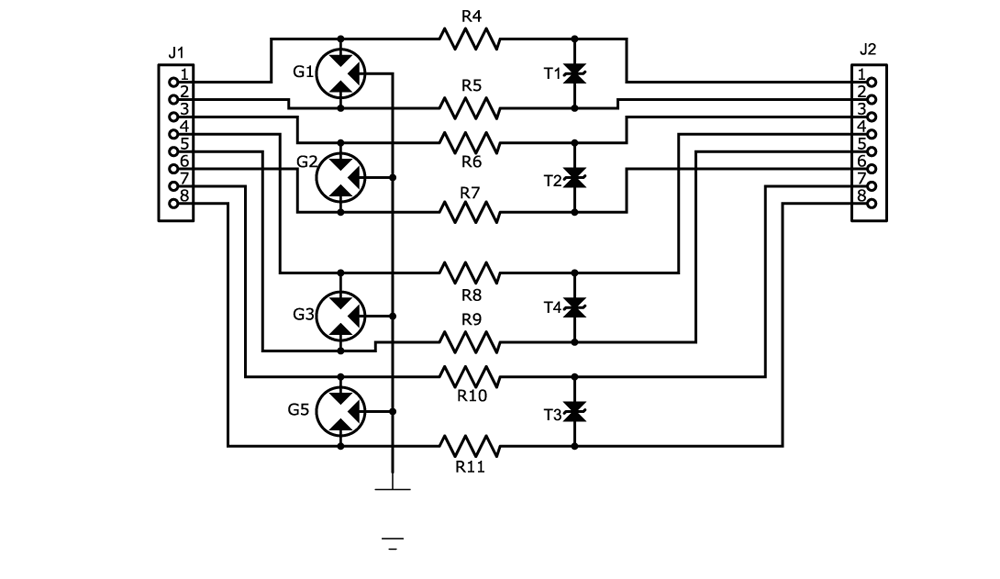 WB-RJ45 網(wǎng)絡/音頻信號防雷器原理圖