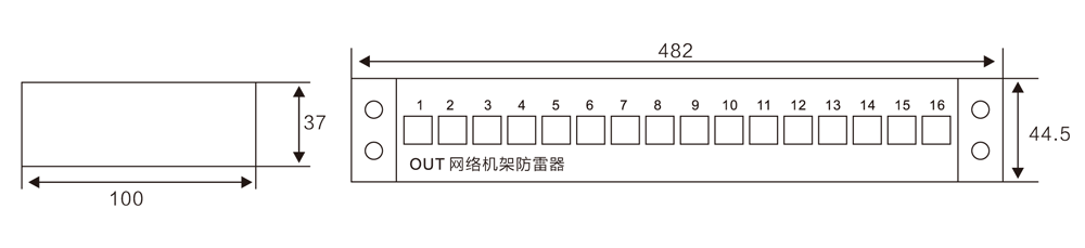 WB-RJ45 網(wǎng)絡/音頻信號防雷器尺寸圖