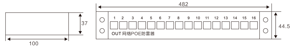 WB-RJ45/POE型以太網(wǎng)供電防雷器 尺寸圖