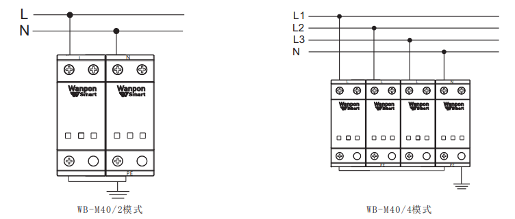 WB-M系列 多脈沖浪涌保護器接線圖